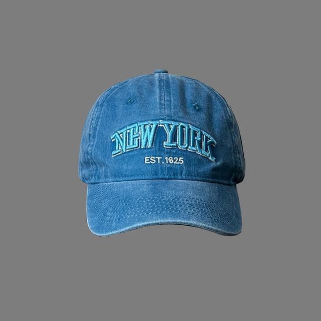 Lettering Baseball Cap Washed Embroidered