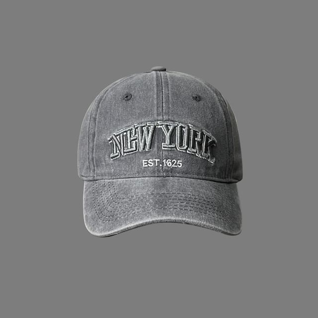 Lettering Baseball Cap Washed Embroidered