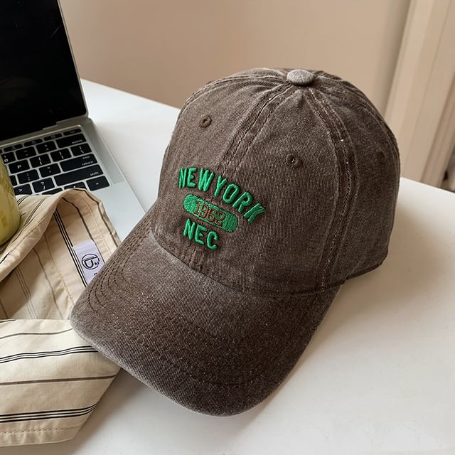 Washed Cap Baseball Lettering Embroidered