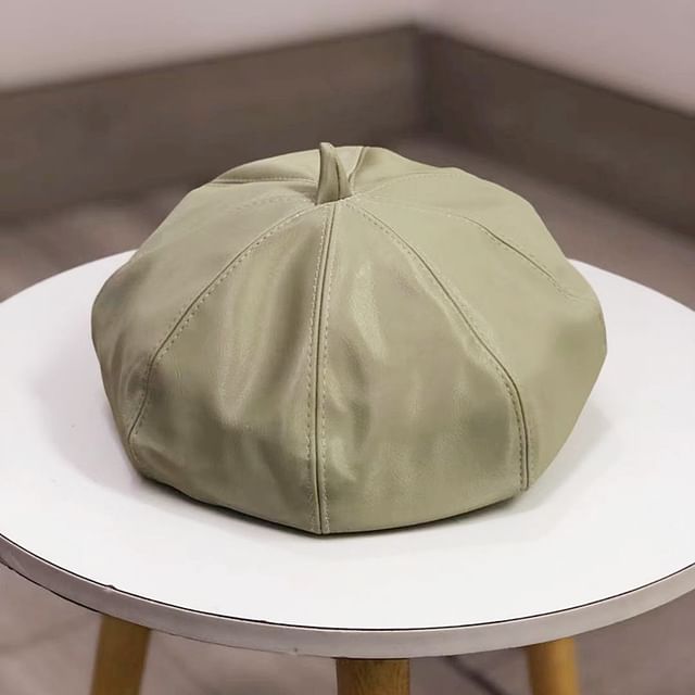 Beret Leather Plain Faux