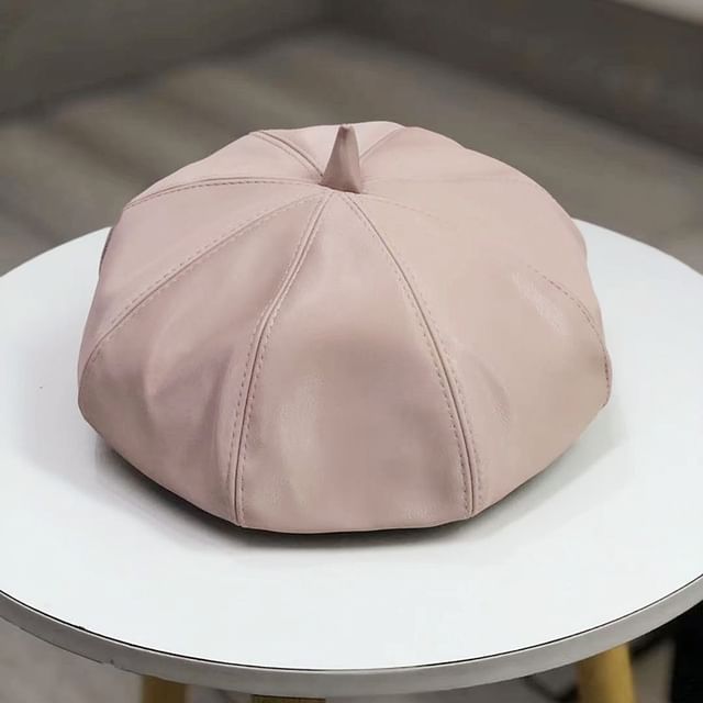 Beret Leather Plain Faux