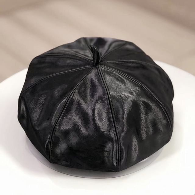 Beret Leather Plain Faux