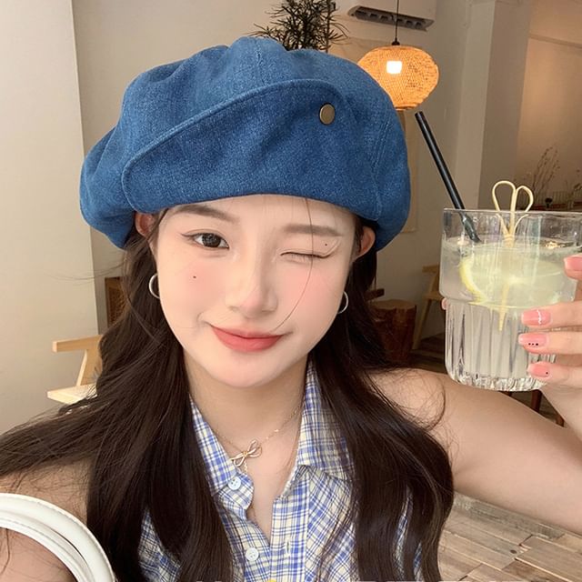 Cap Denim Newsboy Washed