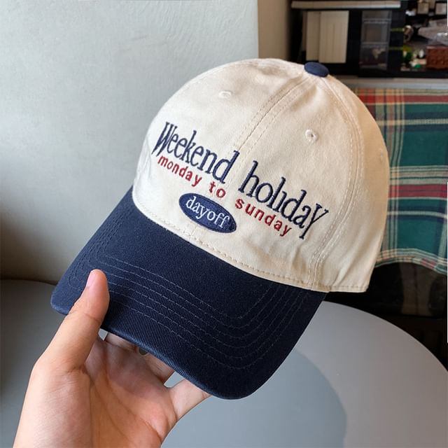 Cap Two Lettering Tone Baseball Embroidered