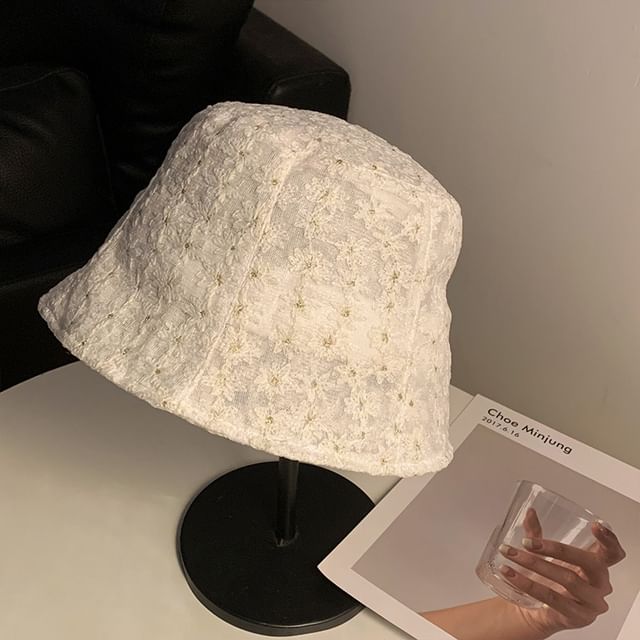 Bucket Embroidered Floral Hat