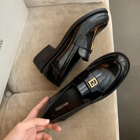 Leather Buckled Faux Loafers