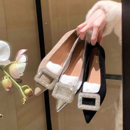 Rhinestone Flats Buckled Pointy