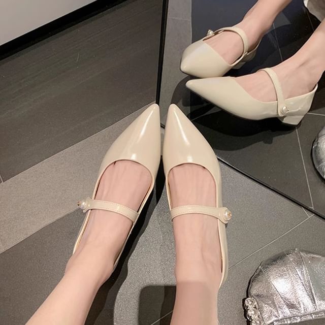 Mary Heel Low Pointy Pumps Jane