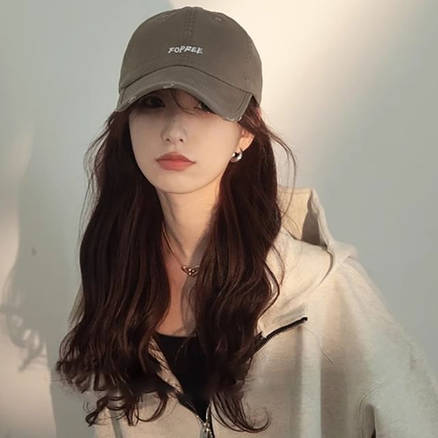 Distressed Lettering Cap Embroidered Baseball