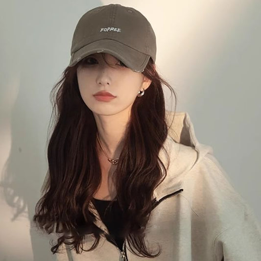 Distressed Lettering Cap Embroidered Baseball