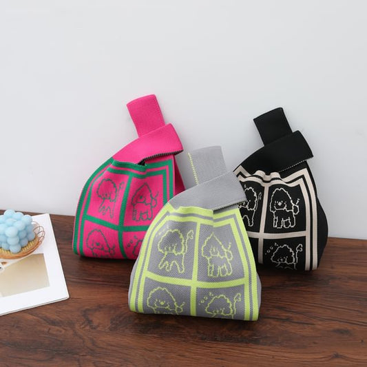 Jacquard Tote Dog Knit Bag