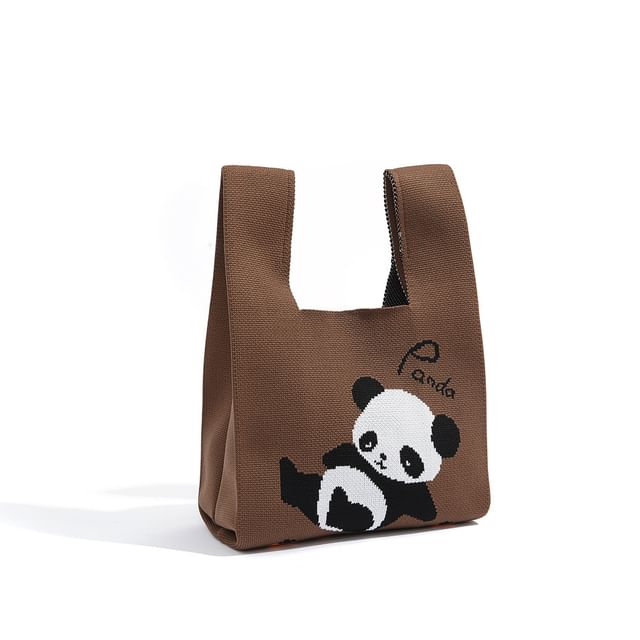 Panda Bag Tote Jacquard Knit