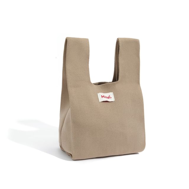 Tote Applique Lettering Bag Knit