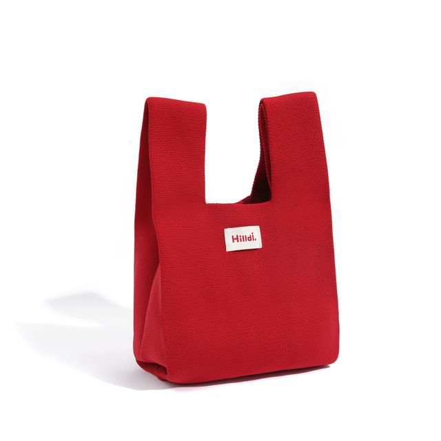 Tote Applique Lettering Bag Knit