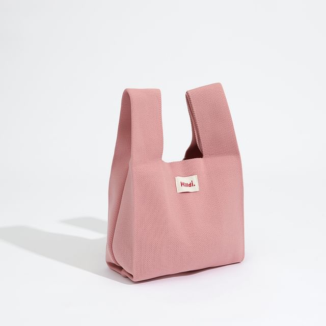 Tote Applique Lettering Bag Knit