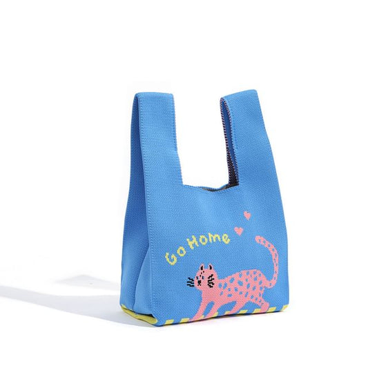 Knit Jacquard Cartoon Tote Bag