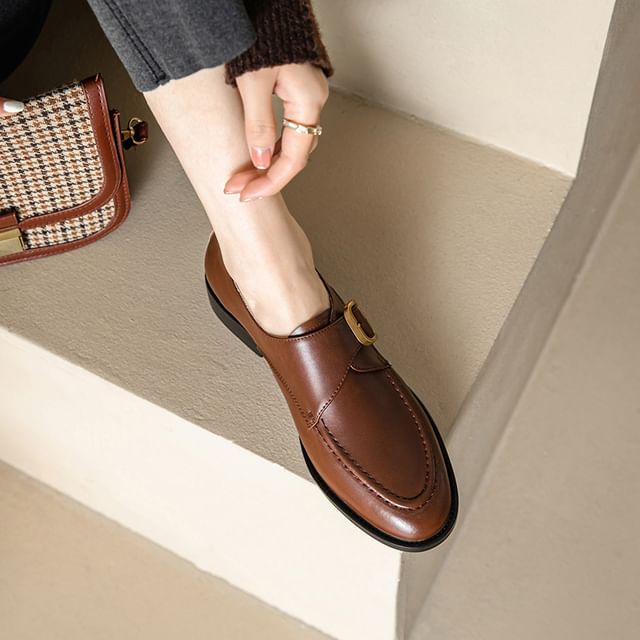 Leather Strap Faux Shoes Monk