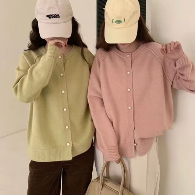 Plain Cardigan Button-Up