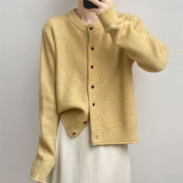 Plain Button-Up Cardigan