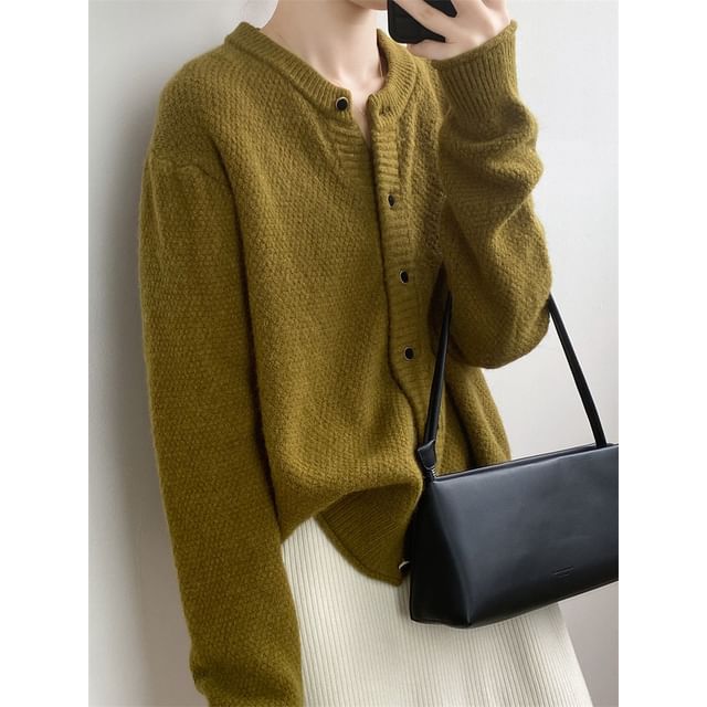 Plain Button-Up Cardigan