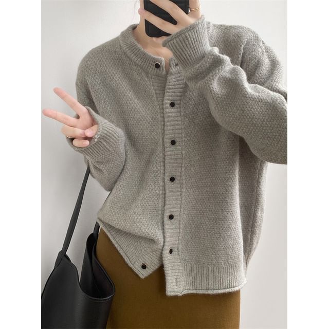 Plain Button-Up Cardigan