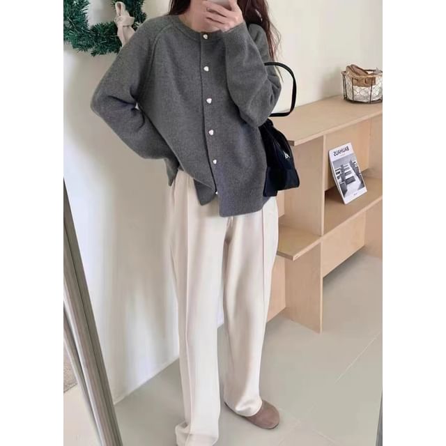 Plain Cardigan Button-Up