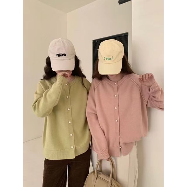 Plain Cardigan Button-Up