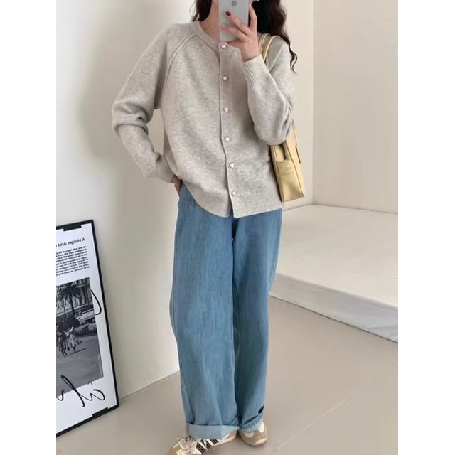 Plain Cardigan Button-Up