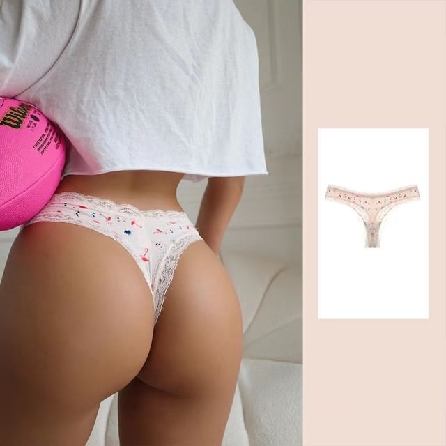 Lace Thongs Print Set: