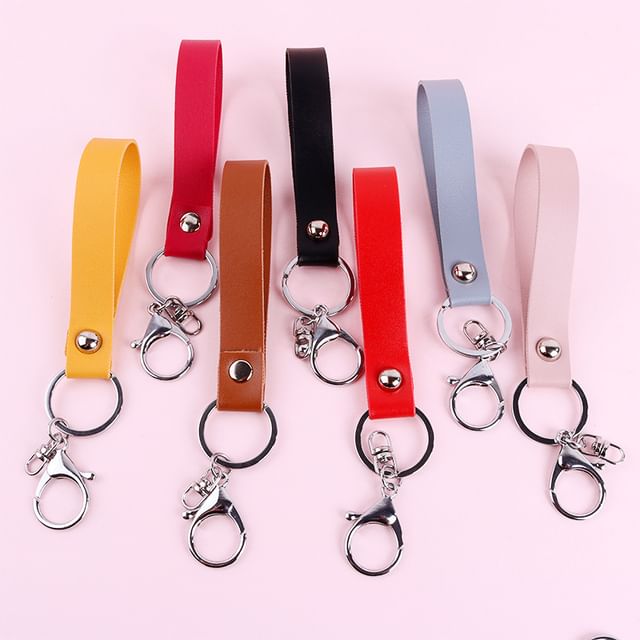 Faux Leather Strap Bag Charm Keyring