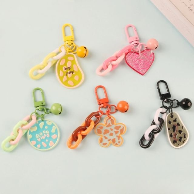 Acrylic Bell Chunky Chain Bag Charm Keyring (Various Designs)