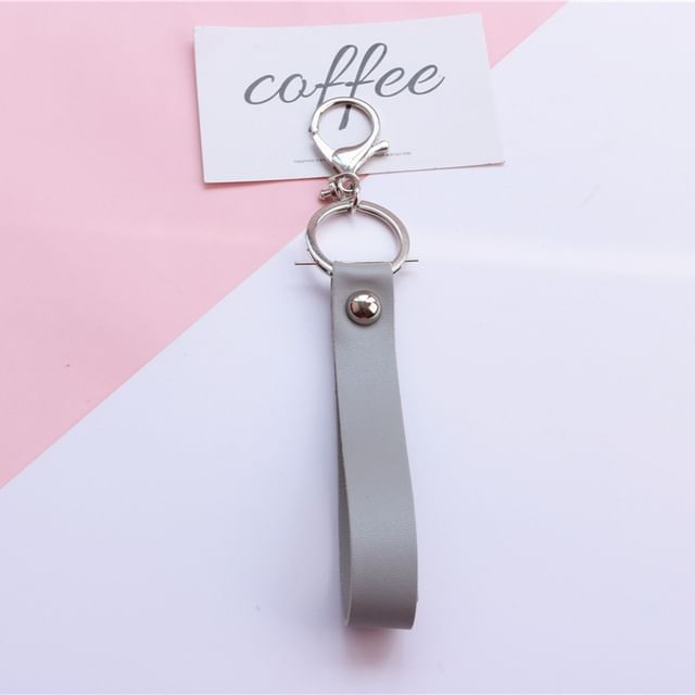 Faux Leather Strap Bag Charm Keyring