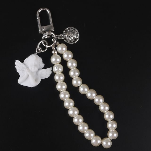 Angel Faux Alloy / Faux Pearl Bag Charm Keyring (Various Designs)