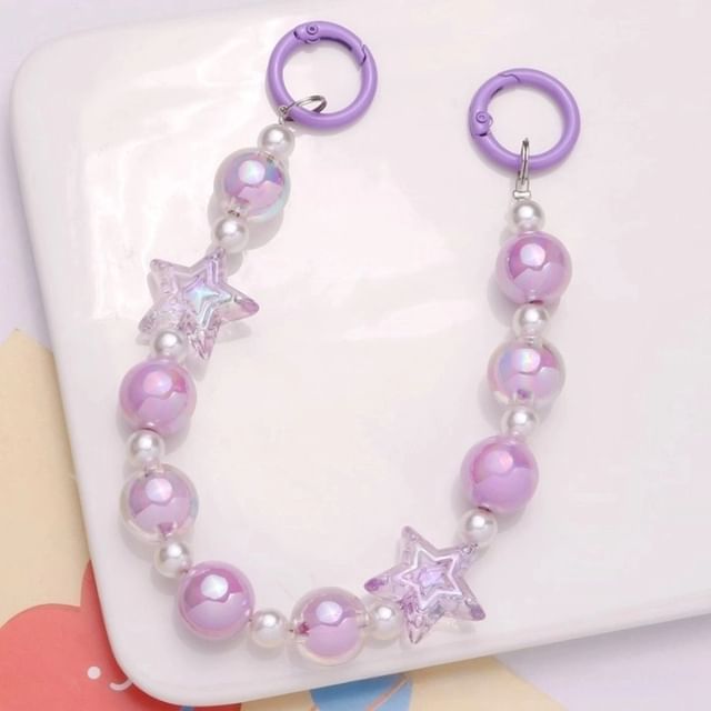 Star Faux Pearl Acrylic Bag Charm Keyring