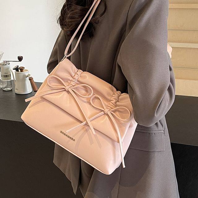Bow Faux Shoulder Bag Leather