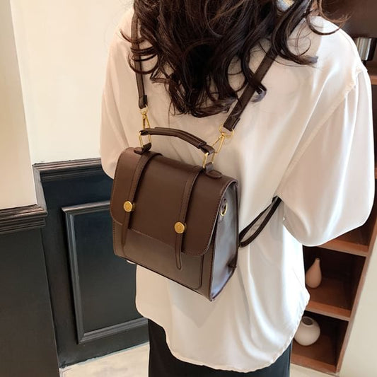 Leather Flap Faux Backpack