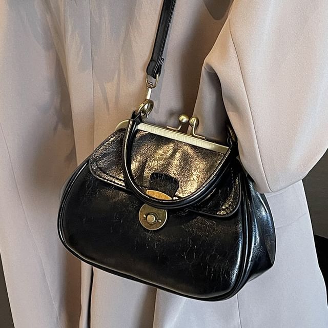 Crossbody Leather Faux Bag Clasped