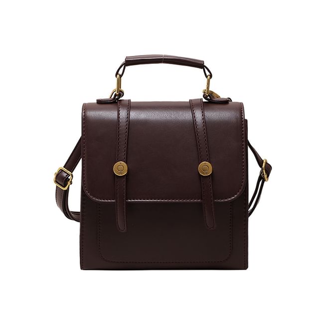 Leather Flap Faux Backpack