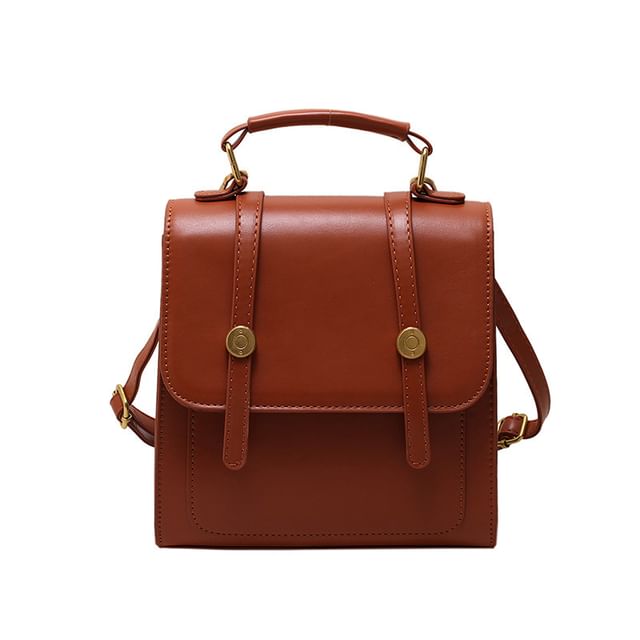 Leather Flap Faux Backpack