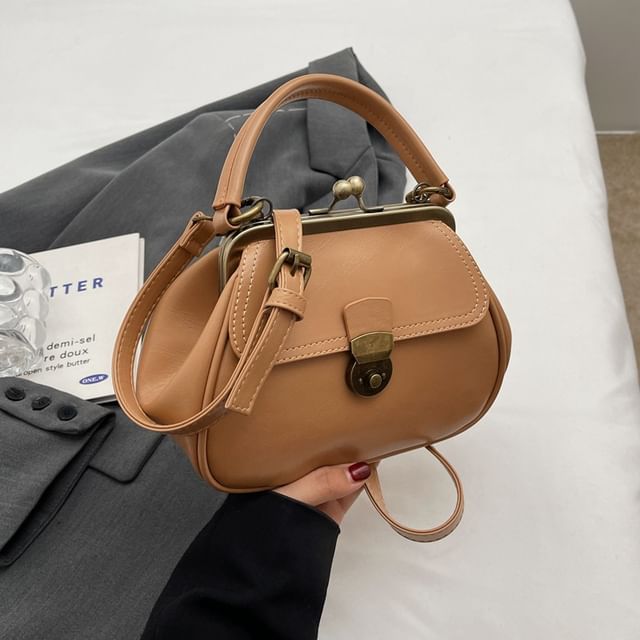 Crossbody Leather Faux Bag Clasped