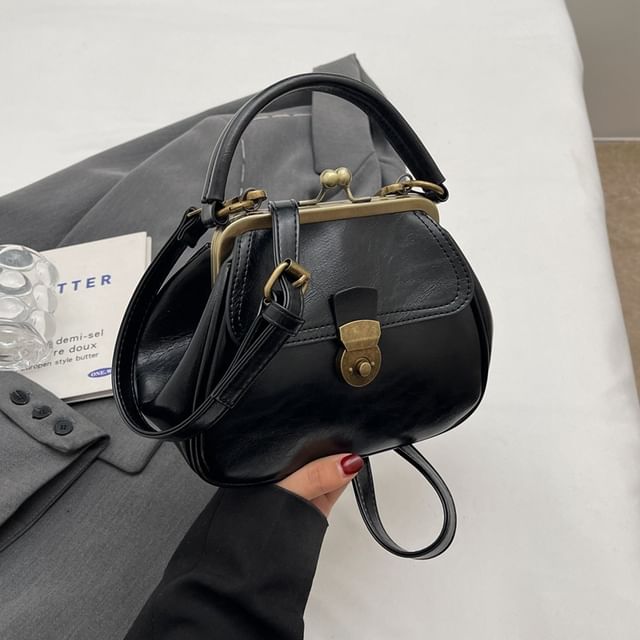 Crossbody Leather Faux Bag Clasped