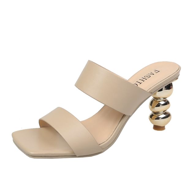 Slide Chunky Heel Sandals Square-Toe