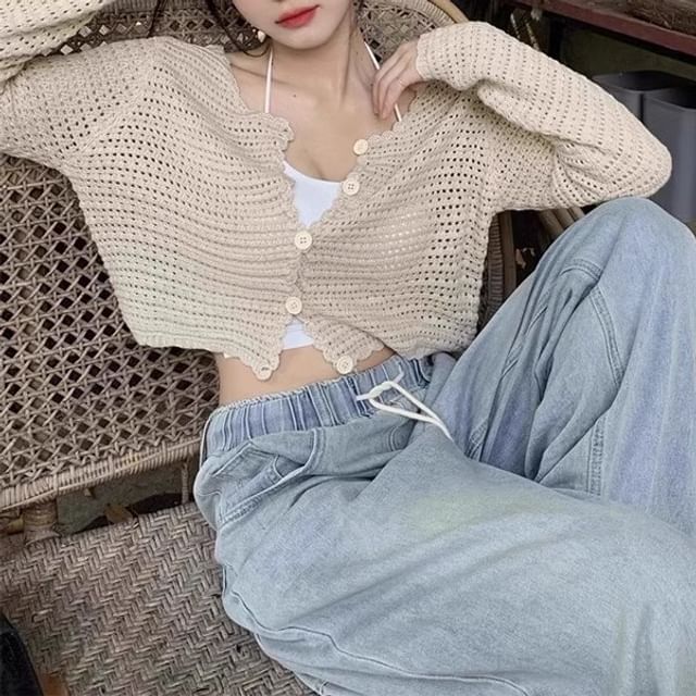 Plain Top Crop V-Neck