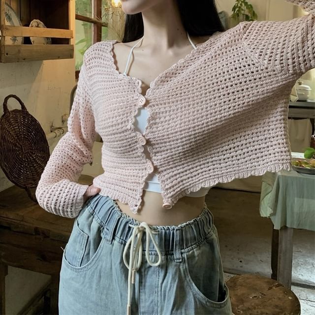 Plain Top Crop V-Neck