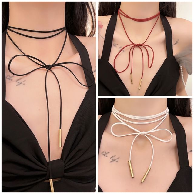 String Bow Layered Necklace