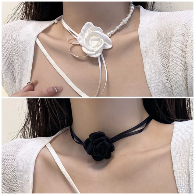 Choker Ribbon Rose