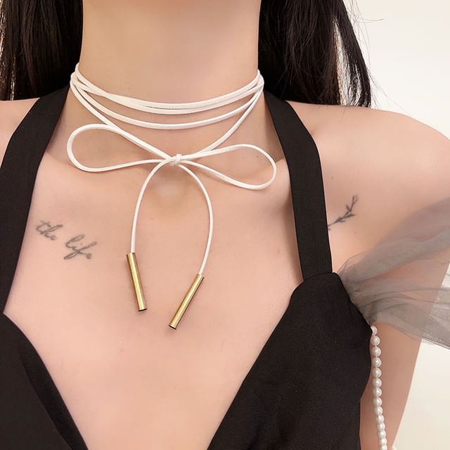 String Bow Layered Necklace