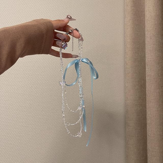 Butterfly Layered Ribbon Necklace Bead
