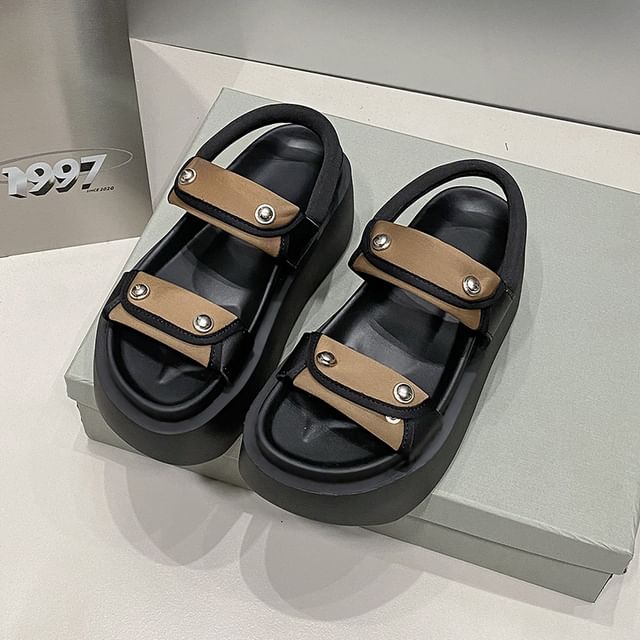Panel Platform Slingback Sandals