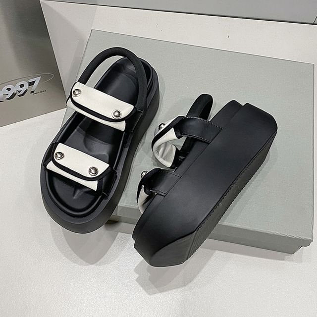 Panel Platform Slingback Sandals
